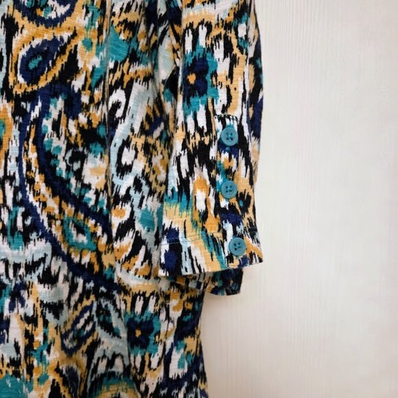 Chico's blue paisley abstract 3/4 sleeve top‎ Size 3/XL NWOT - Picture 4 of 5